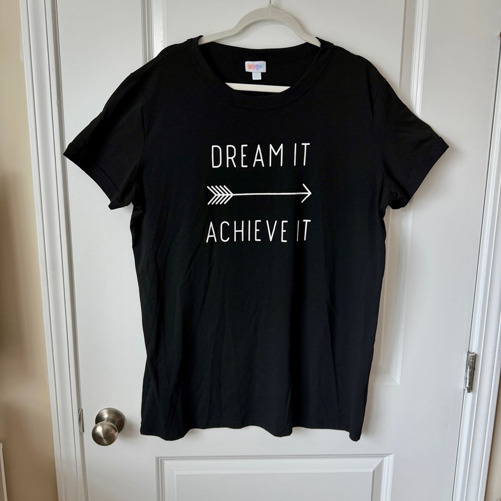 LuLaRoe Black Tee with Motivational Print